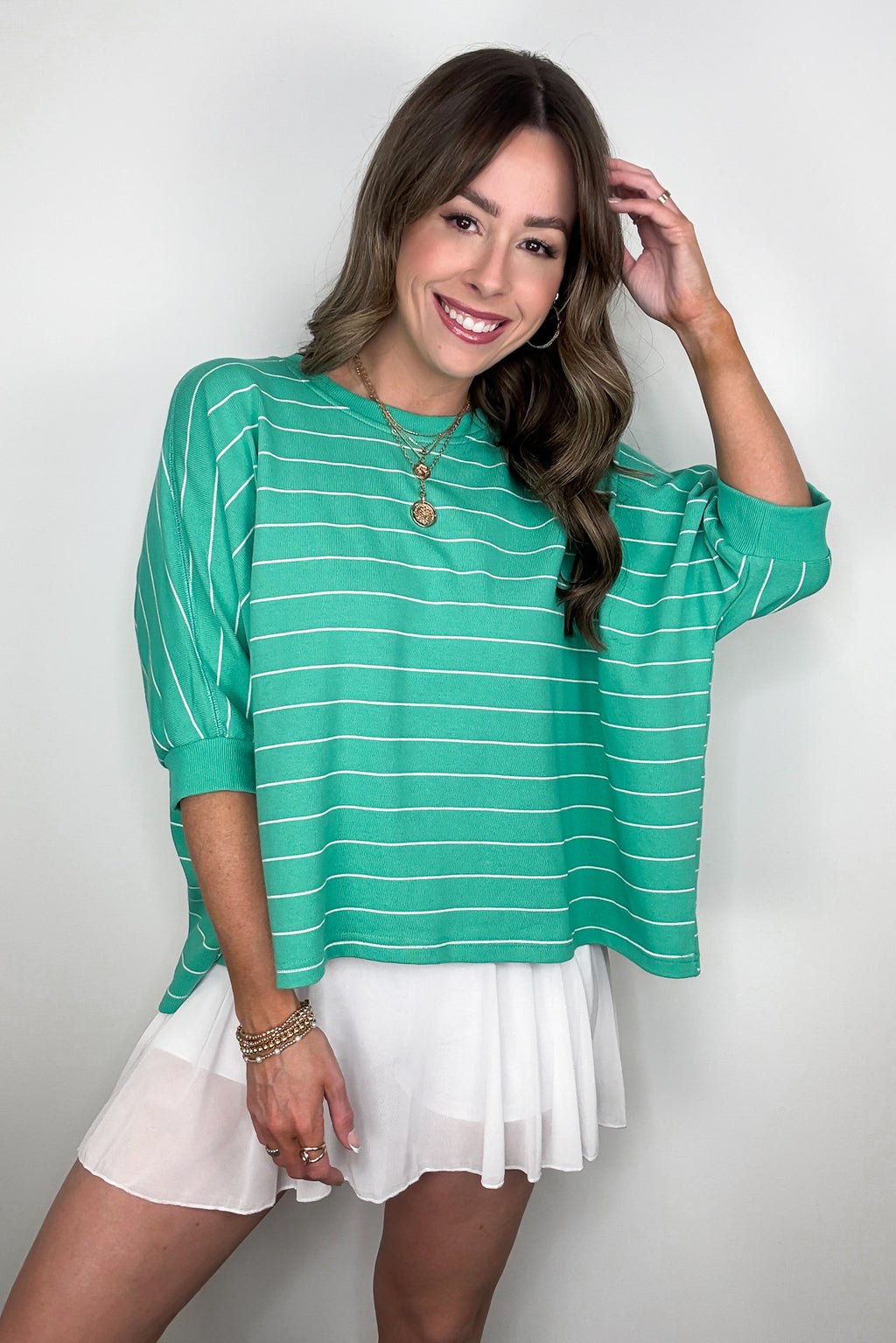 Line by Line Striped Dolman Knit Top - - Madison and Mallory