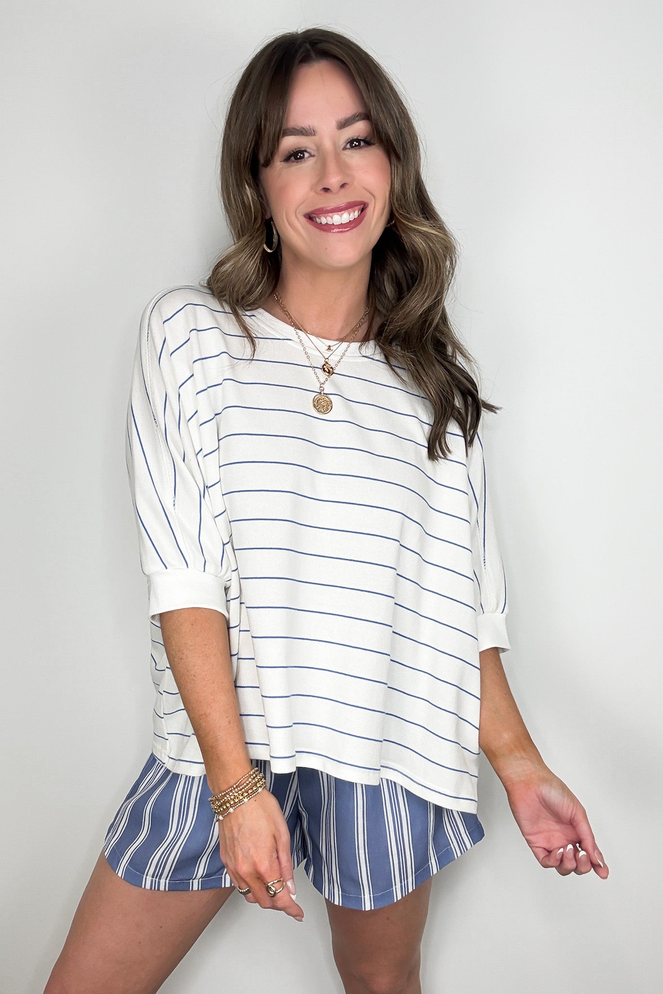 Line by Line Striped Dolman Knit Top - - Madison and Mallory