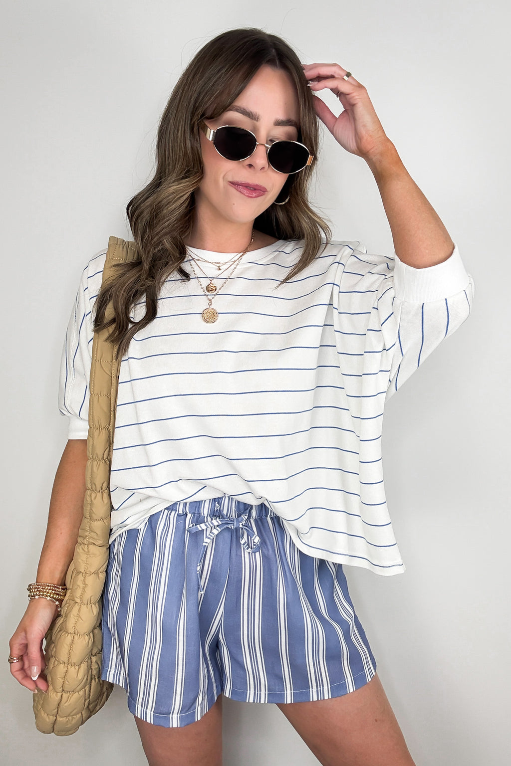 Line by Line Striped Dolman Knit Top - - Madison and Mallory