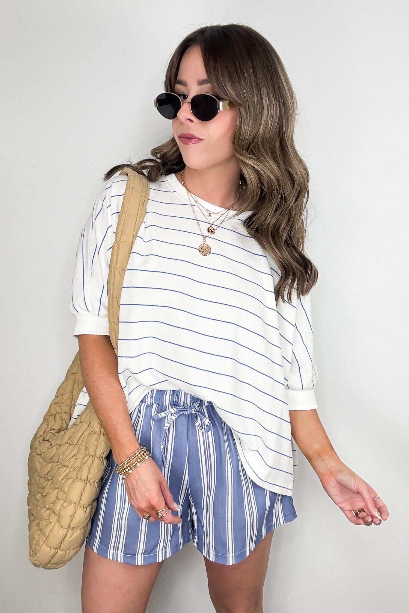 Line by Line Striped Dolman Knit Top - - Madison and Mallory