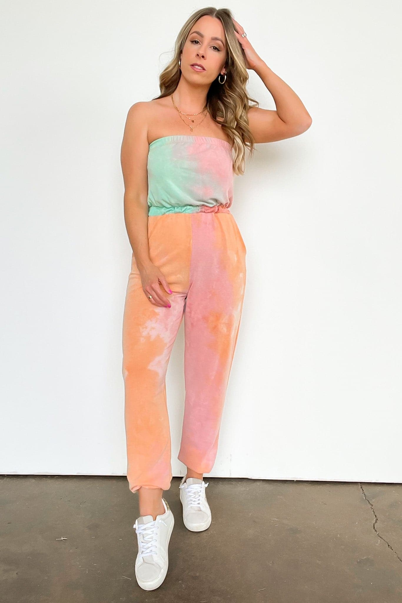  Linlie Tie Dye Strapless Knit Jumpsuit - FINAL SALE - Madison and Mallory