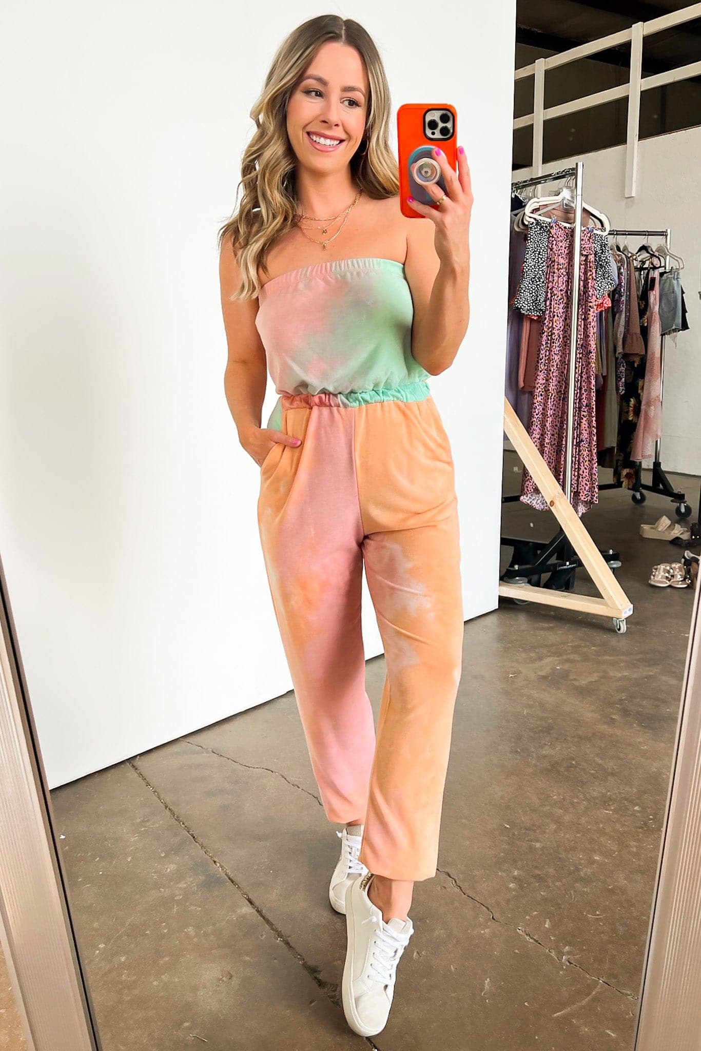  Linlie Tie Dye Strapless Knit Jumpsuit - FINAL SALE - Madison and Mallory
