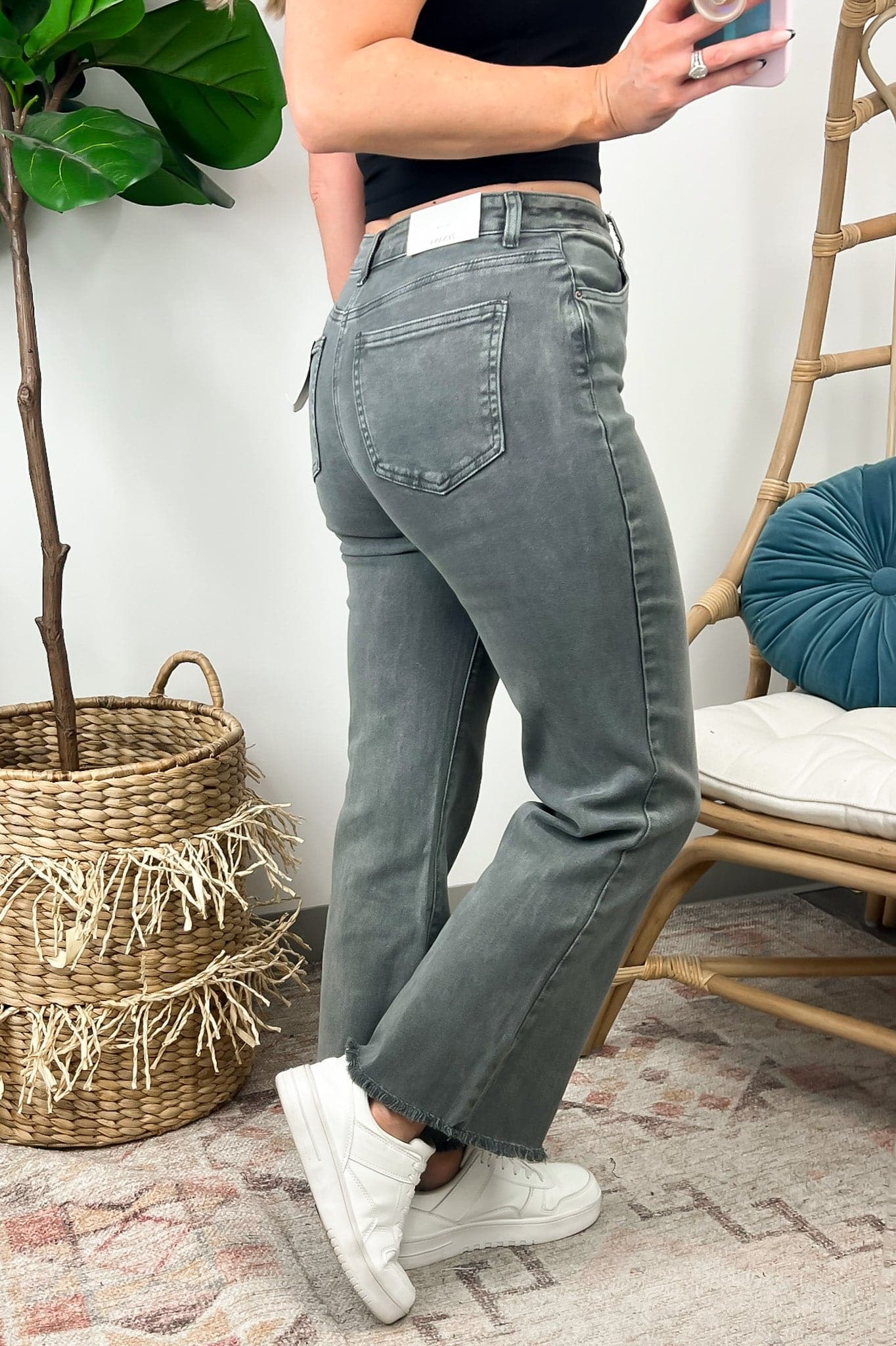  Liotah Acid Wash Frayed Hem Bootcut Jeans - Madison and Mallory