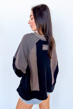 Lisette Notched Neck Contrast Knit Top