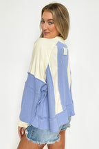 Lisette Notched Neck Contrast Knit Top - Madison and Mallory