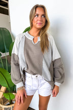 Lisette Notched Neck Contrast Knit Top