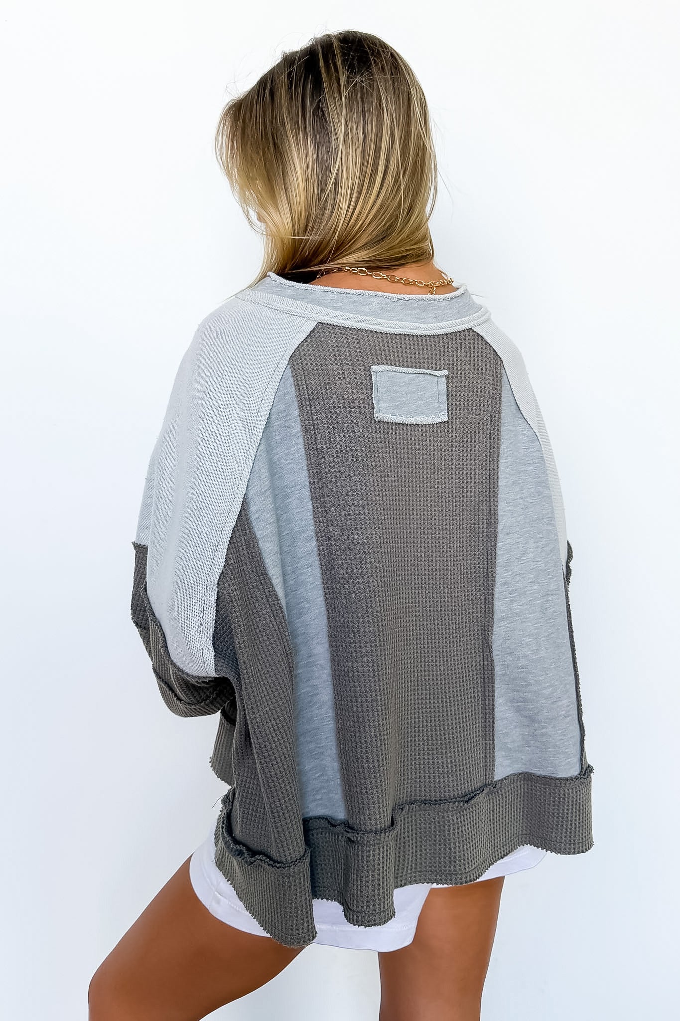 Lisette Notched Neck Contrast Knit Top - BACK IN STOCK - Madison and Mallory