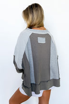 Lisette Notched Neck Contrast Knit Top - Madison and Mallory