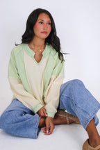 Lisette Notched Neck Contrast Knit Top