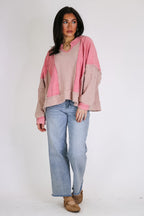 Lisette Notched Neck Contrast Knit Top