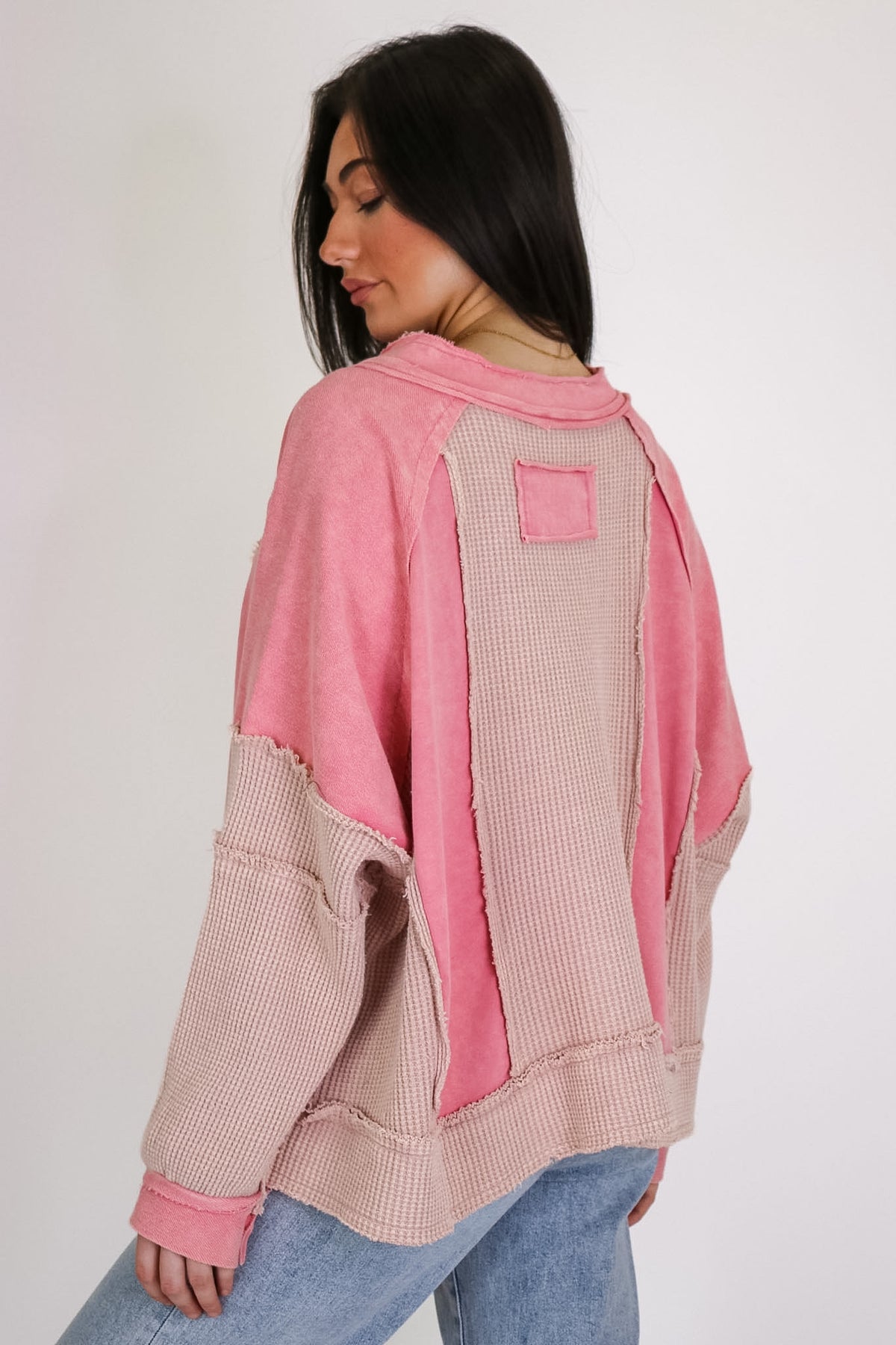 Lisette Notched Neck Contrast Knit Top