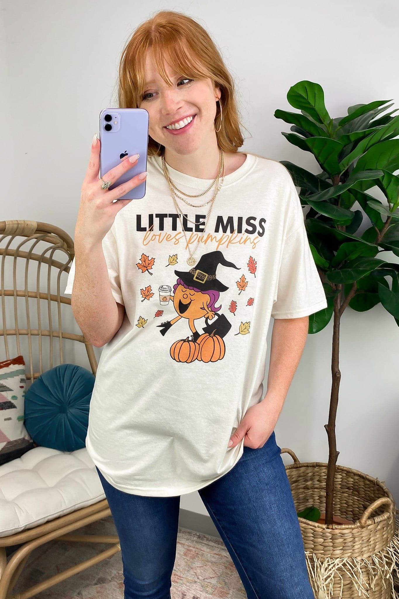 S / Natural Little Miss Loves Pumpkins Graphic Tee - Madison and Mallory