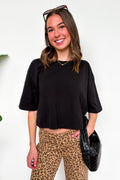 Black / S Lived-In Luxe Mineral Washed Loose Fit Tee - Madison and Mallory
