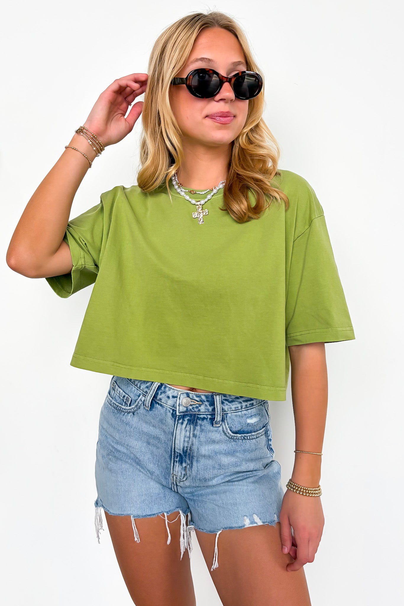 Peridot / S Lived-In Luxe Mineral Washed Loose Fit Tee - Madison and Mallory