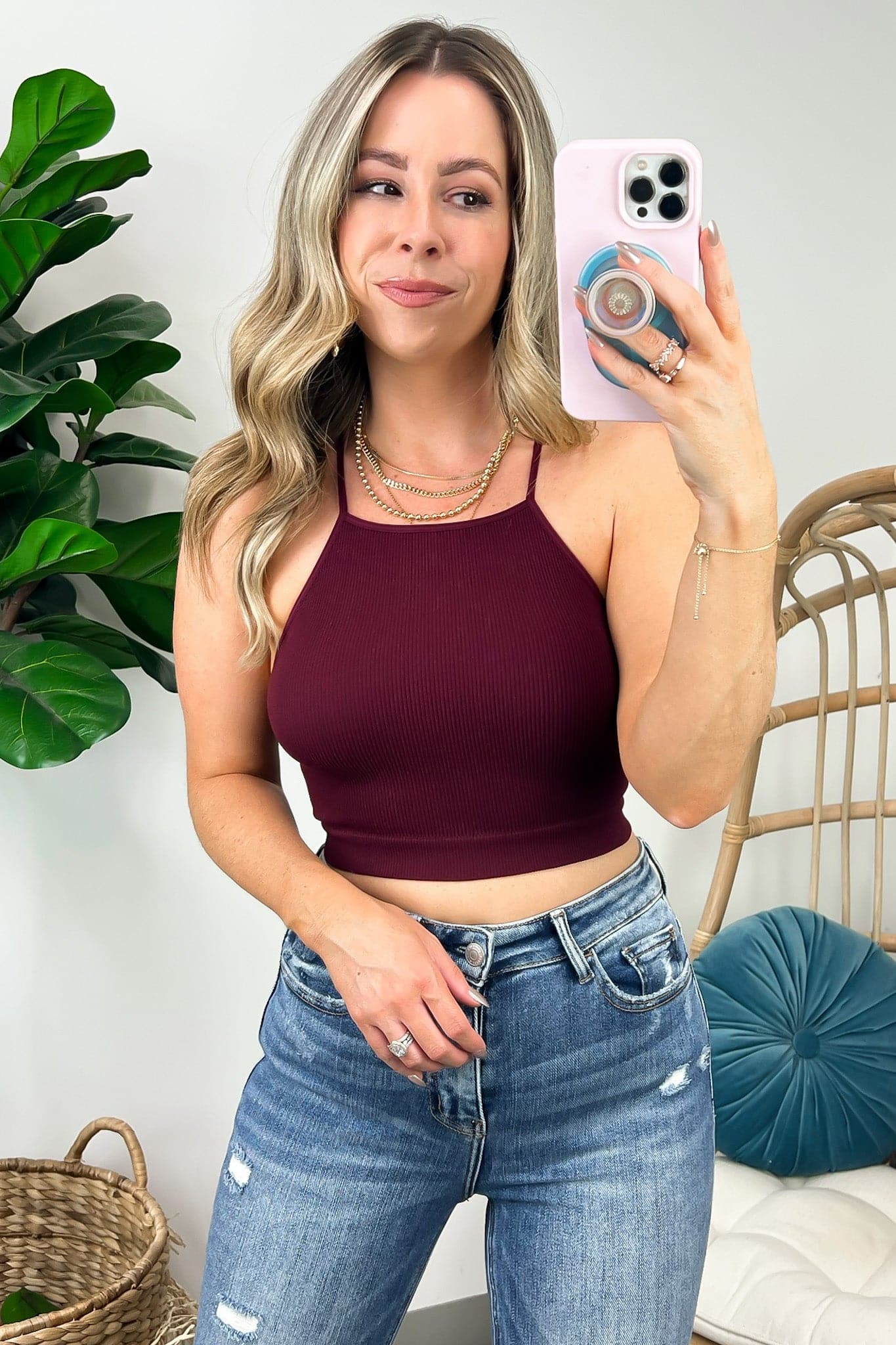  Lizara Ribbed Seamless Cropped Cami Tank Top - FINAL SALE - Madison and Mallory