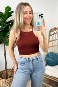 Dark Rust / SM Lizara Ribbed Seamless Cropped Cami Tank Top - FINAL SALE - Madison and Mallory