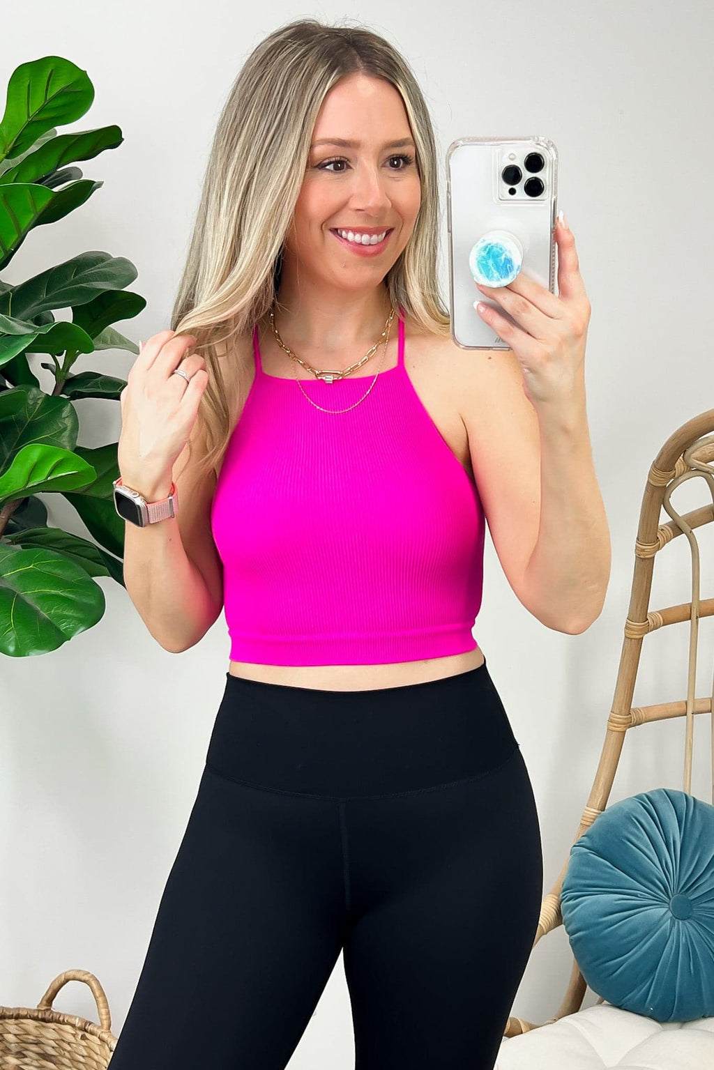  Lizara Ribbed Seamless Cropped Cami Tank Top - FINAL SALE - Madison and Mallory