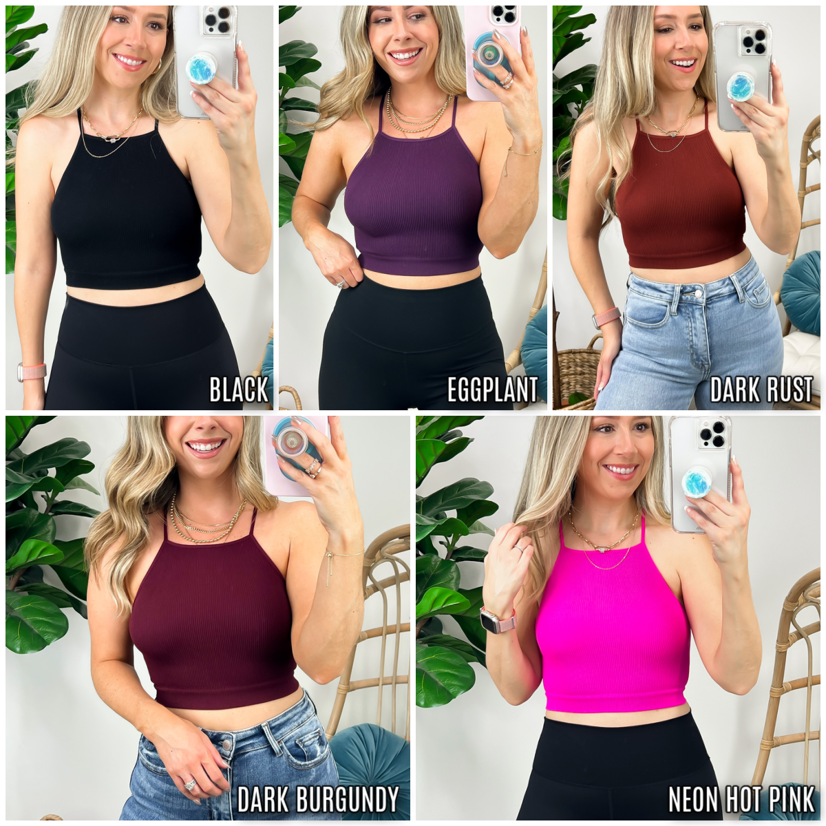  Lizara Ribbed Seamless Cropped Cami Tank Top - FINAL SALE - Madison and Mallory