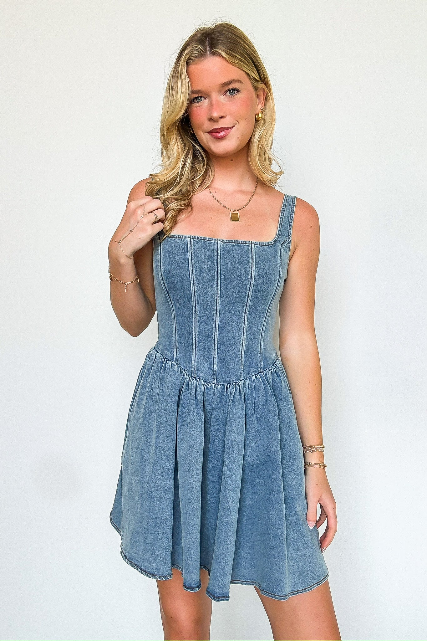 Loira Denim Corset Dress - FINAL SALE - Madison and Mallory