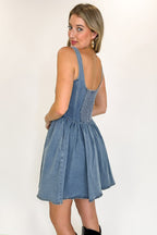 Loira Denim Corset Dress - FINAL SALE - Madison and Mallory