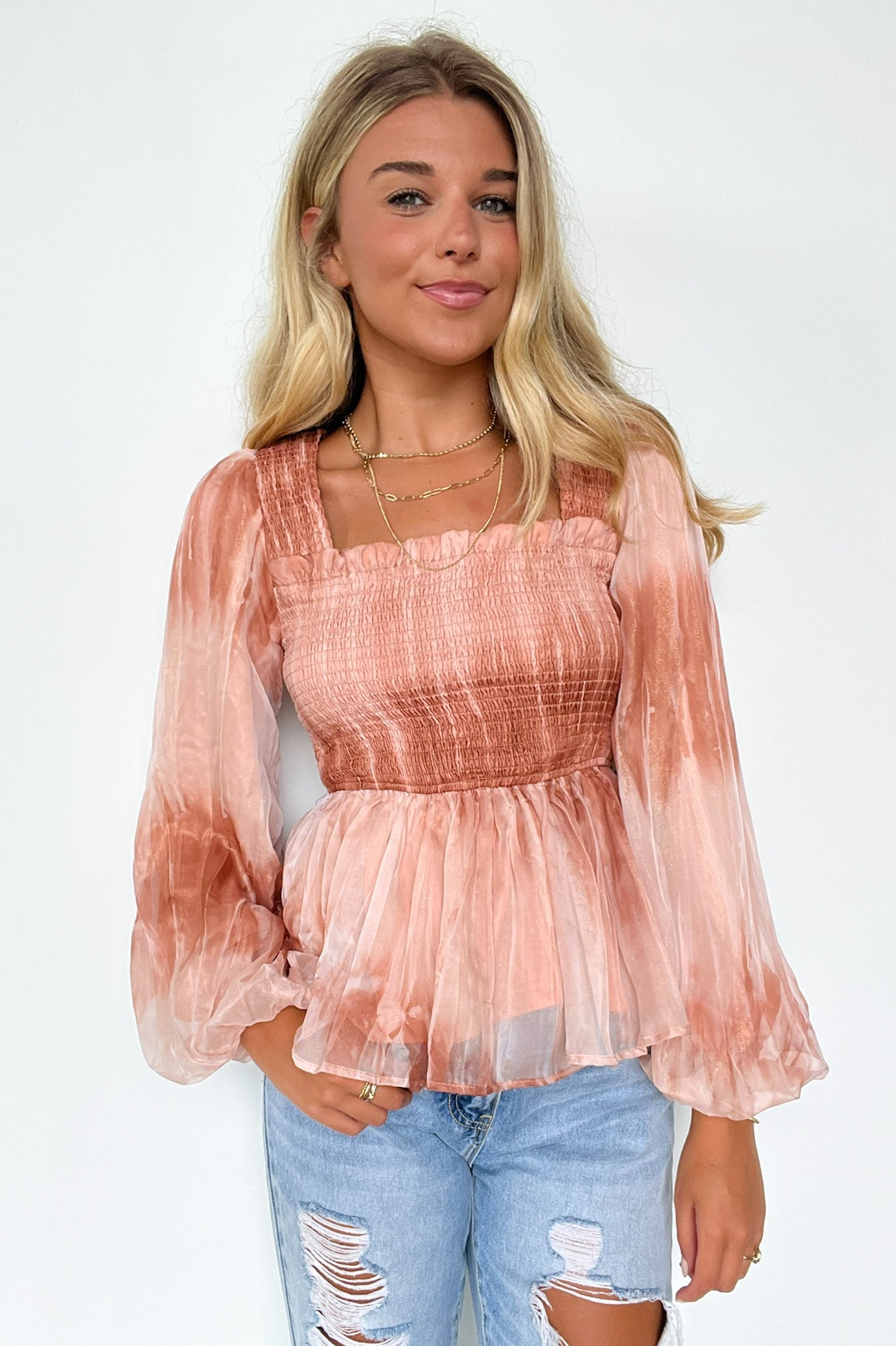  Lola Cloudwash Smocked Top - Madison and Mallory