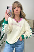 XS / Cream Los Angeles Vintage Graphic Varsity Sweatshirt - FINAL SALE - Madison and Mallory