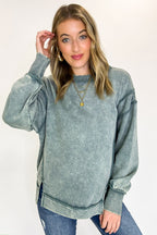 Ash Jade / S Lounge Life Acid Wash Sweatshirt - Madison and Mallory