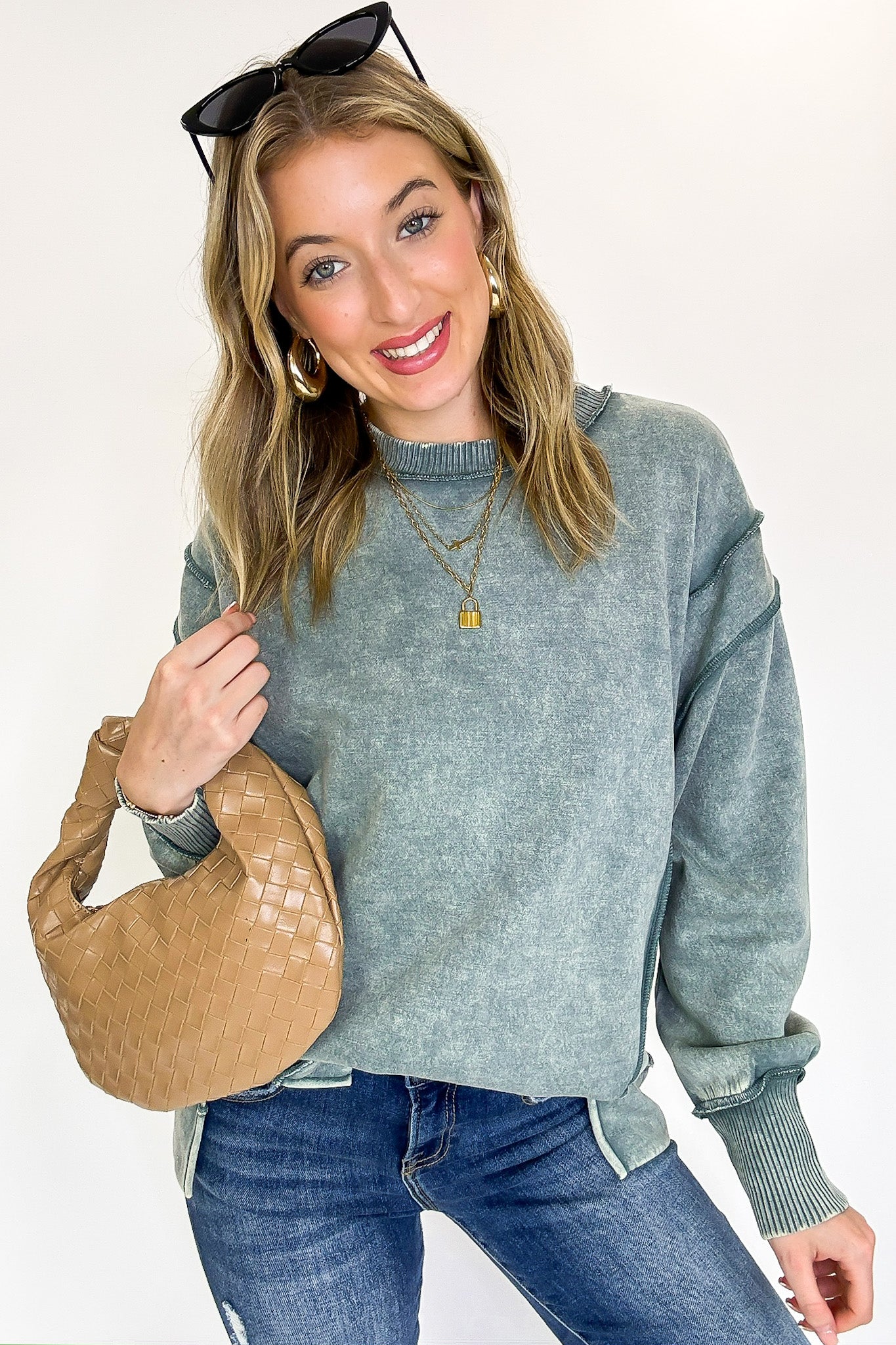 Lounge Life Acid Wash Sweatshirt - Madison and Mallory