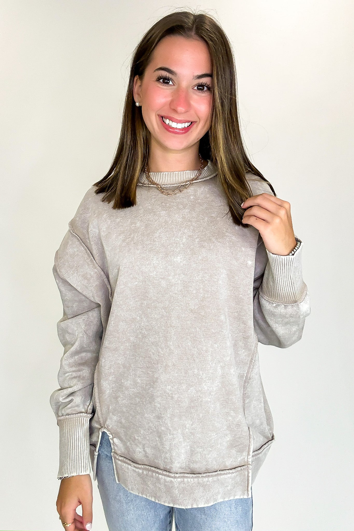 Lounge Life Acid Wash Sweatshirt - Madison and Mallory