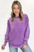 Bright Violet / S Lounge Life Acid Wash Sweatshirt - BACK IN STOCK - Madison and Mallory