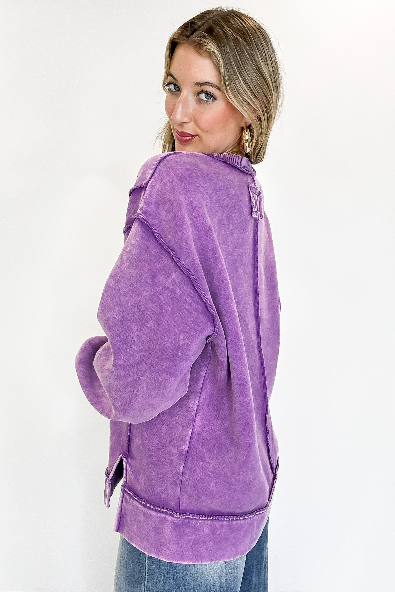 Lounge Life Acid Wash Sweatshirt - Madison and Mallory