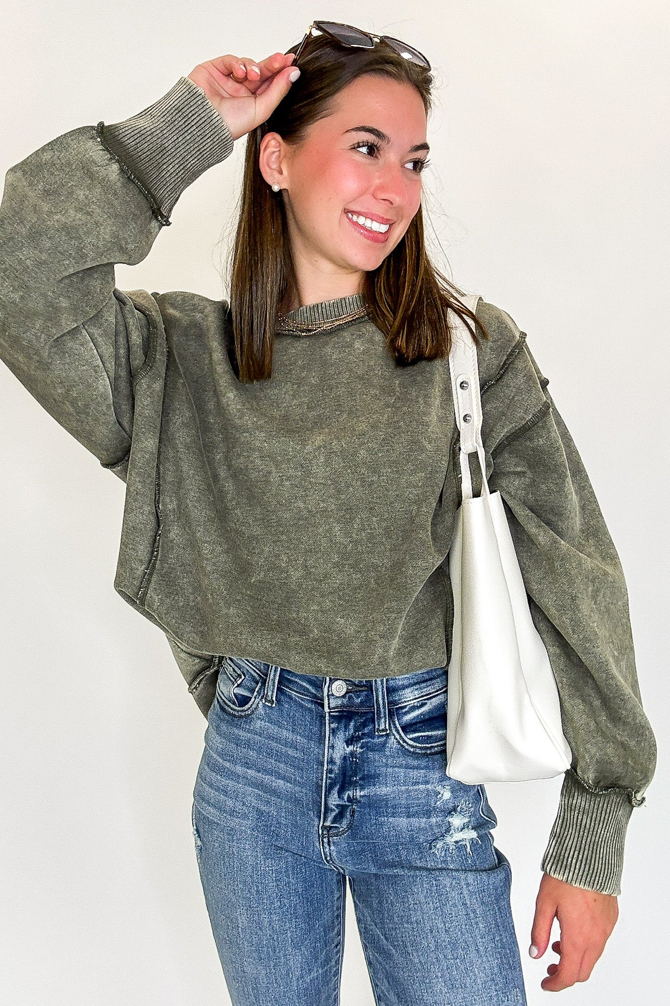 Lounge Life Acid Wash Sweatshirt - Madison and Mallory