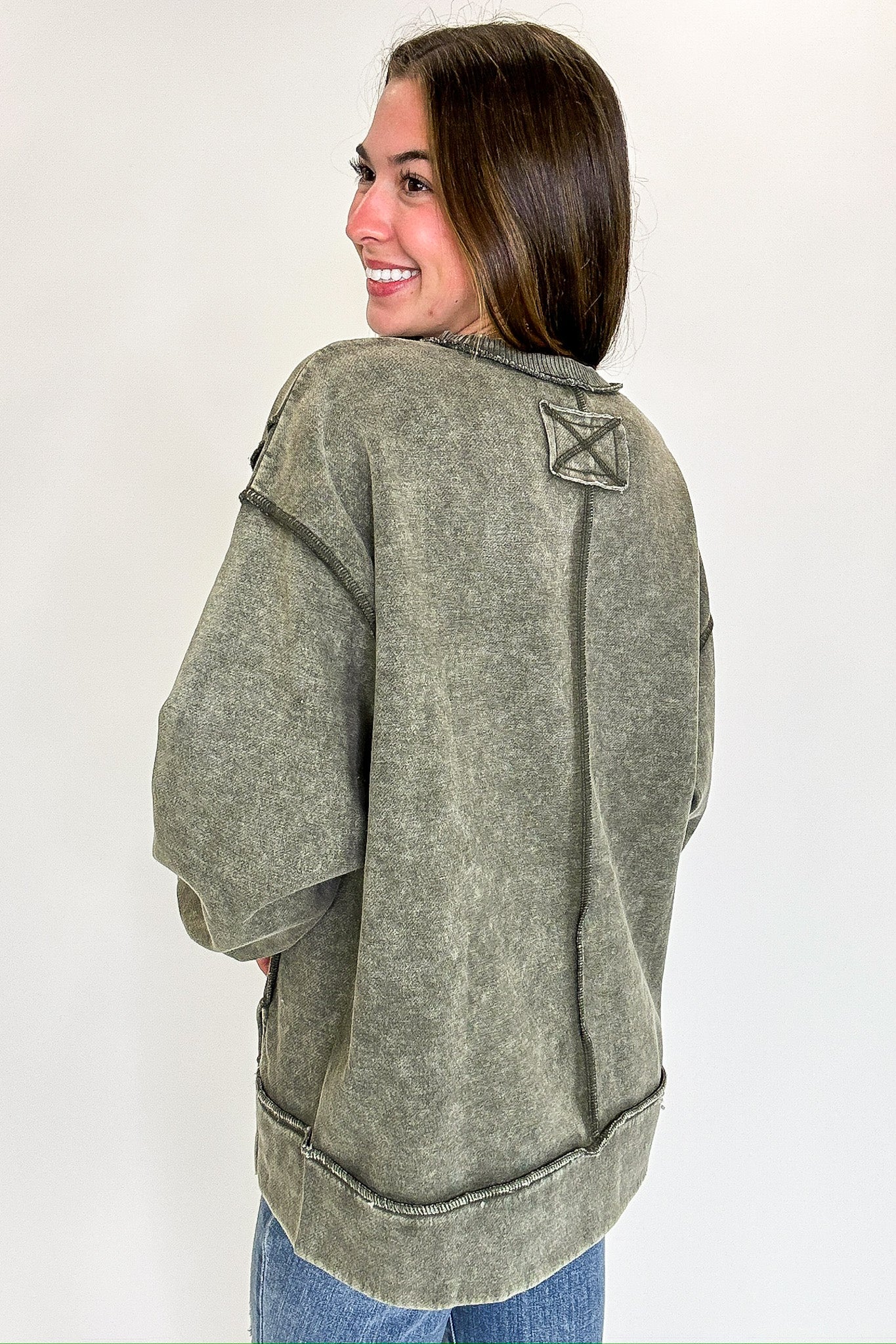 Lounge Life Acid Wash Sweatshirt - Madison and Mallory