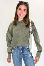 Dark Olive / S Lounge Life Acid Wash Sweatshirt - Madison and Mallory