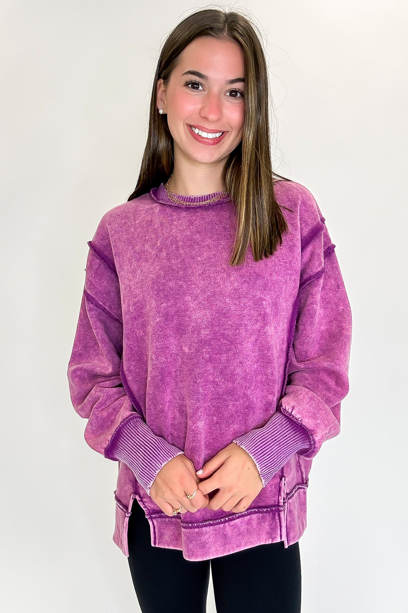 Lounge Life Acid Wash Sweatshirt - Madison and Mallory