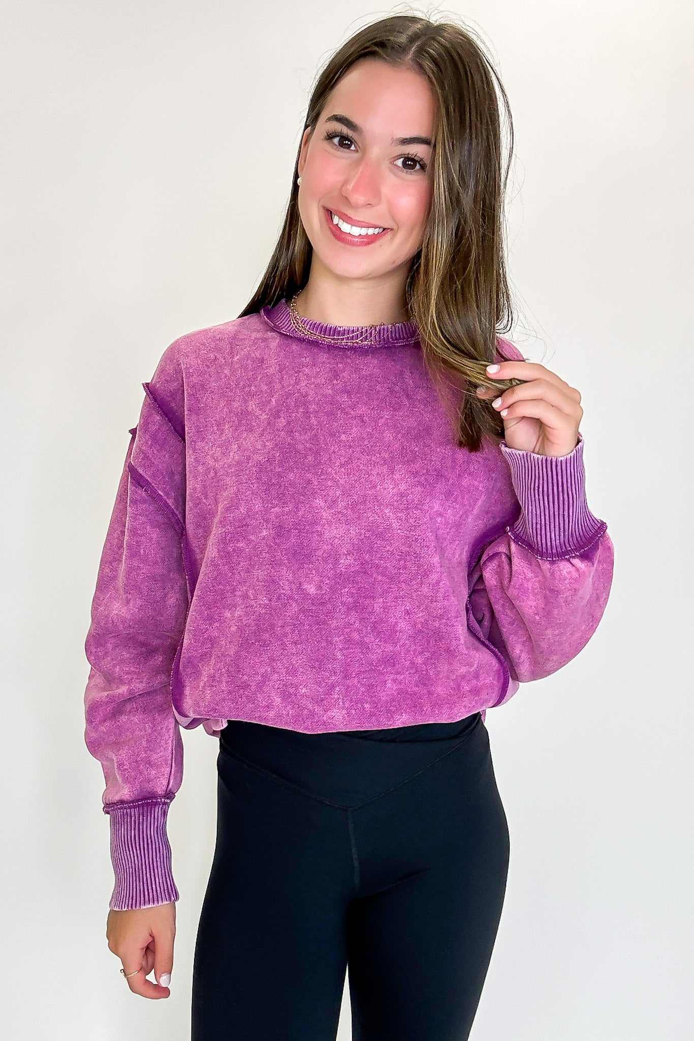 Lounge Life Acid Wash Sweatshirt - Madison and Mallory