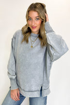 Sleet / S Lounge Life Acid Wash Sweatshirt - Madison and Mallory