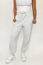 S / Light Heather Gray Lounge Line High Waisted Solid Knit Joggers - FINAL SALE - Madison and Mallory