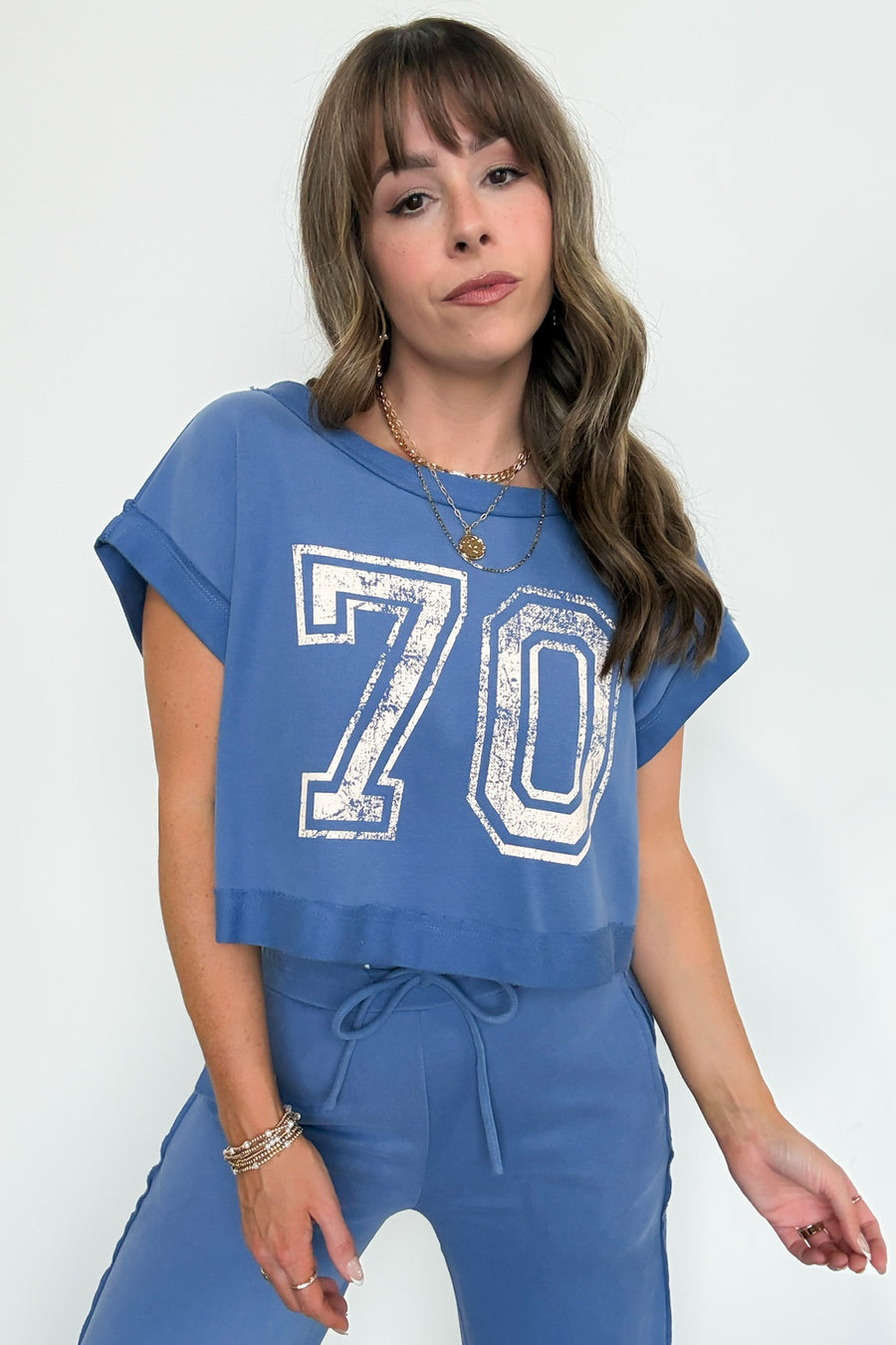 S / Blue Lounge Out Loud Graphic Relaxed Fit Top - Madison and Mallory