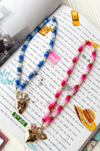 Love Note Beaded Porcelain Heart Charm Necklace - Madison and Mallory