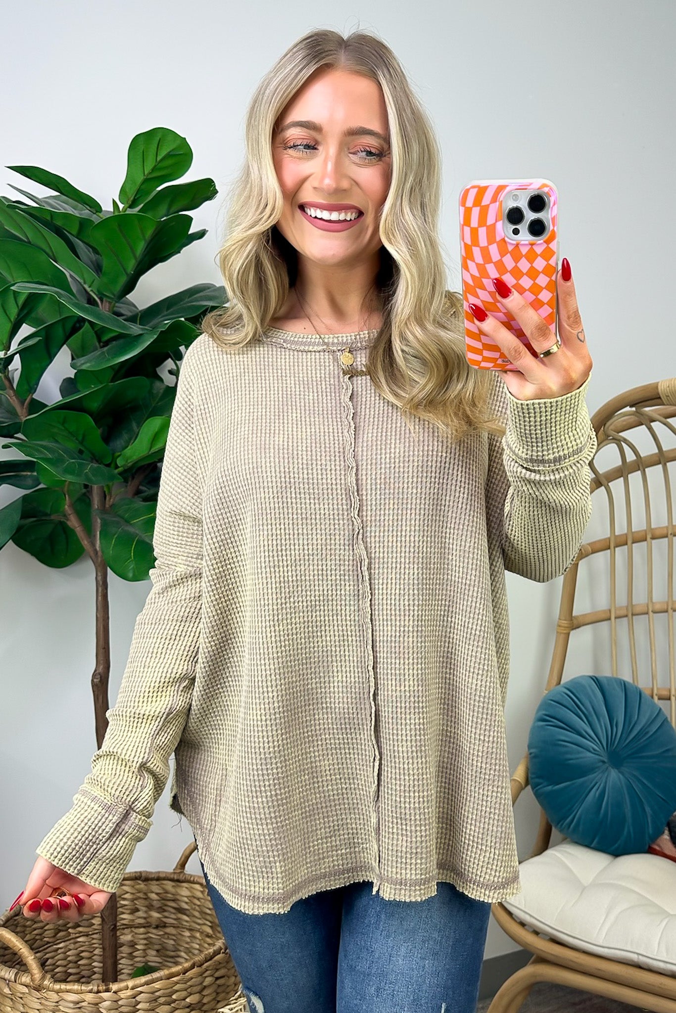 Ash Mocha / SM Lovedale Waffle Knit Oversized Top - FINAL SALE - Madison and Mallory