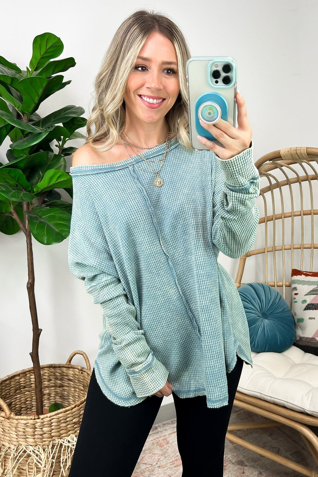  Lovedale Waffle Knit Oversized Top - BACK IN STOCK - Madison and Mallory