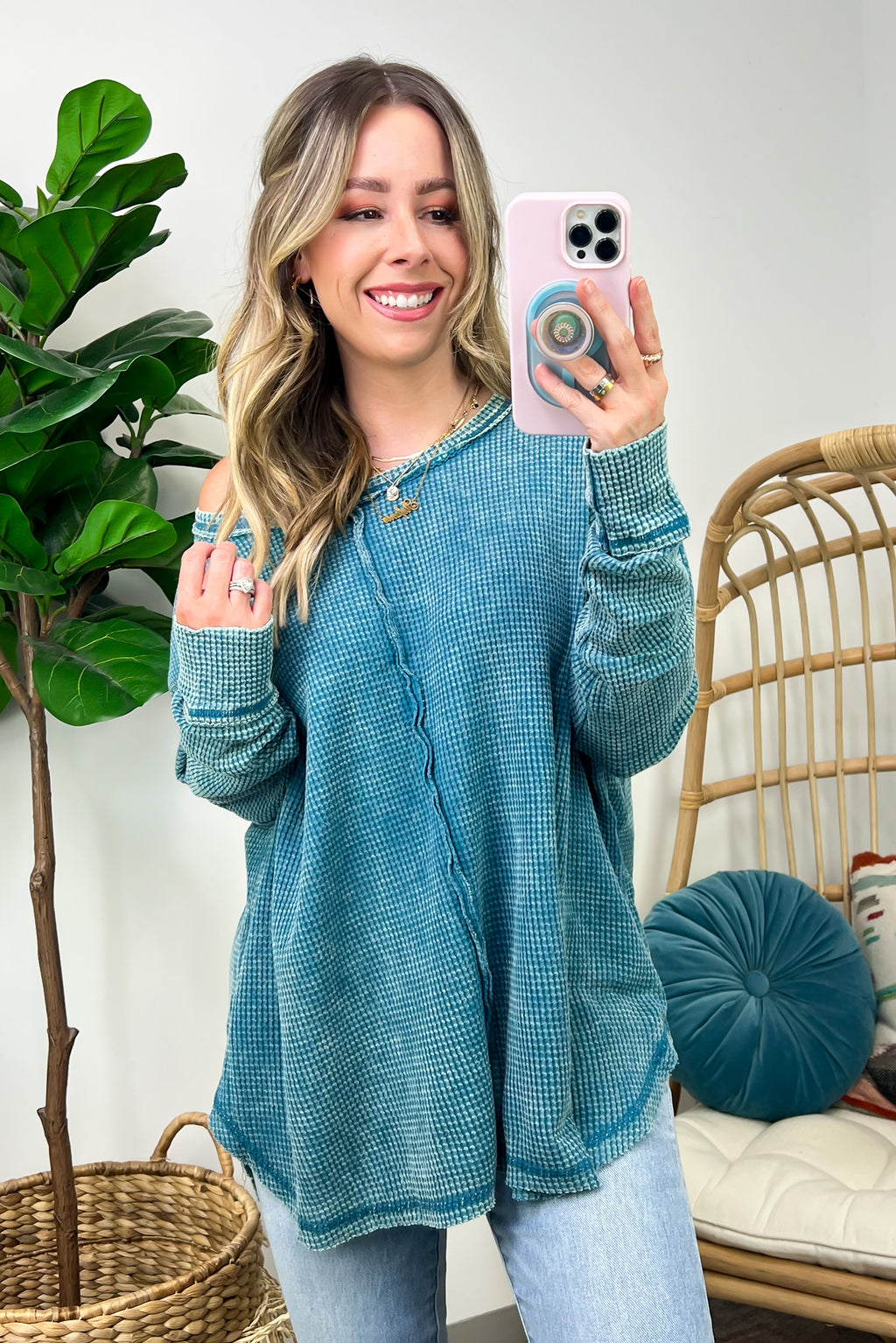  Lovedale Waffle Knit Oversized Top - BACK IN STOCK - Madison and Mallory
