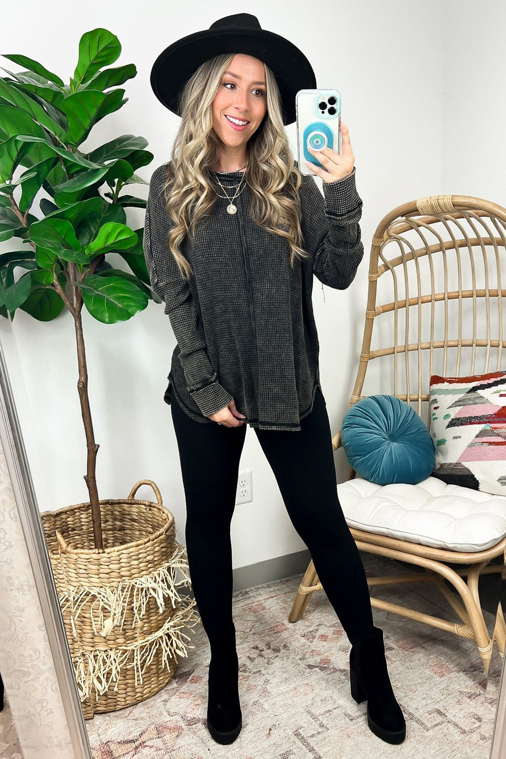Lovedale Waffle Knit Oversized Top - FINAL SALE - Madison and Mallory
