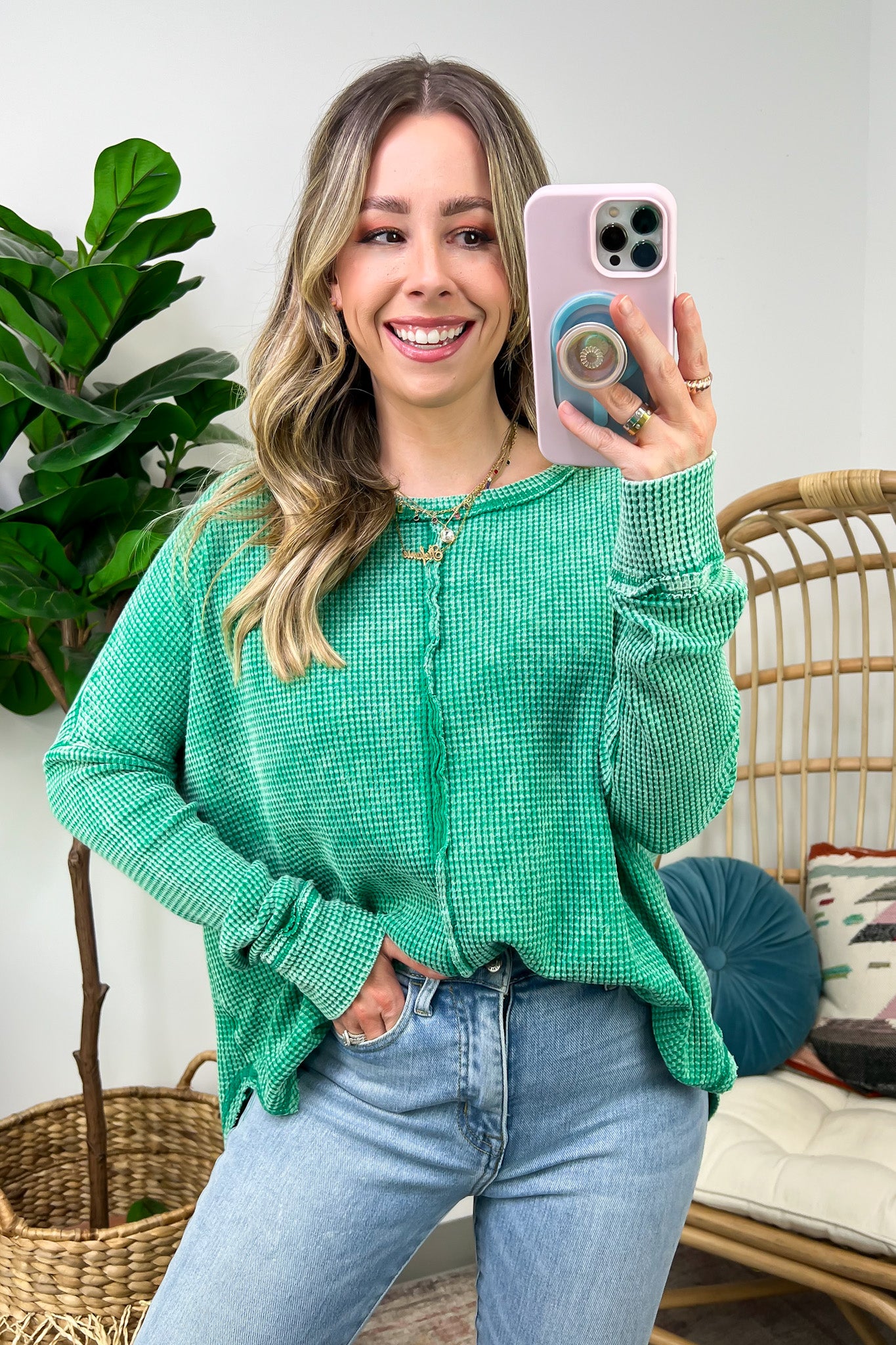 Lovedale Waffle Knit Oversized Top - FINAL SALE - Madison and Mallory