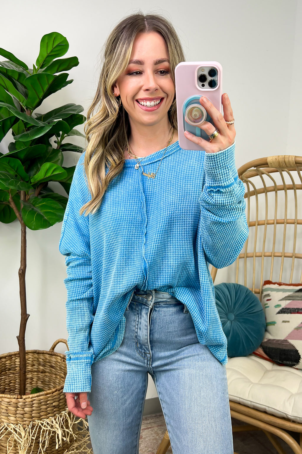 Lovedale Waffle Knit Oversized Top - FINAL SALE - Madison and Mallory