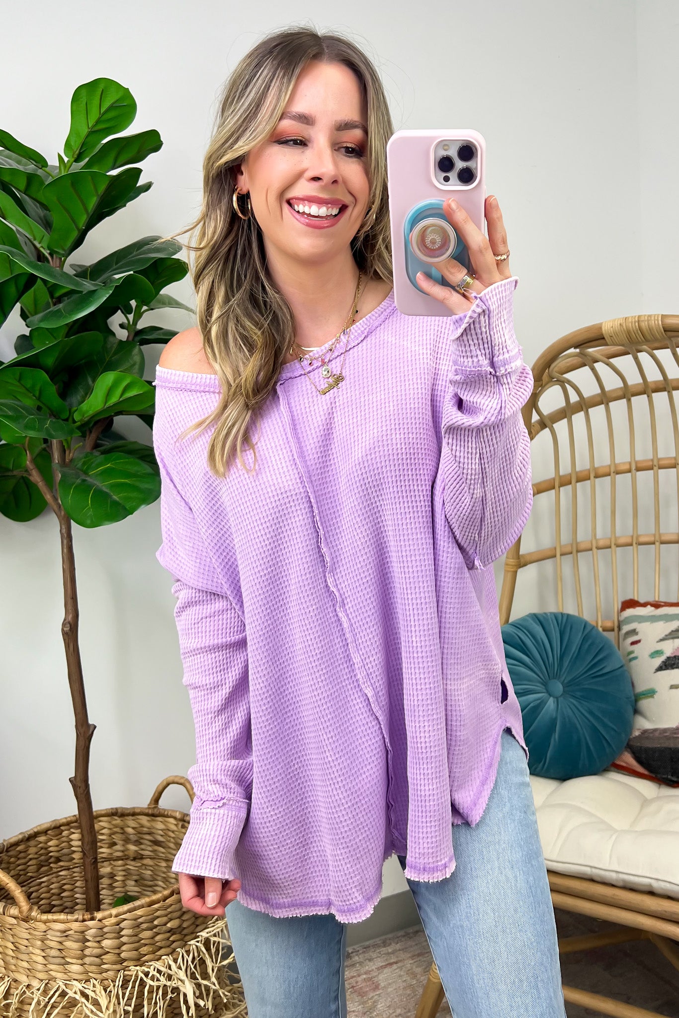 Lovedale Waffle Knit Oversized Top - FINAL SALE - Madison and Mallory