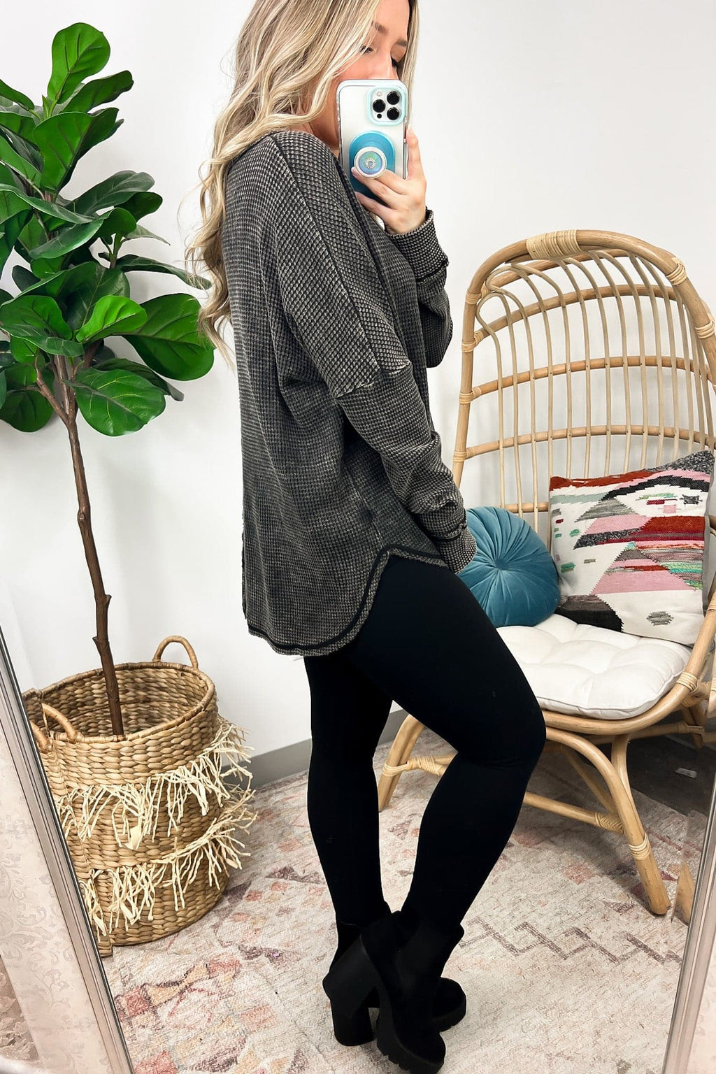 Lovedale Waffle Knit Oversized Top - FINAL SALE - Madison and Mallory