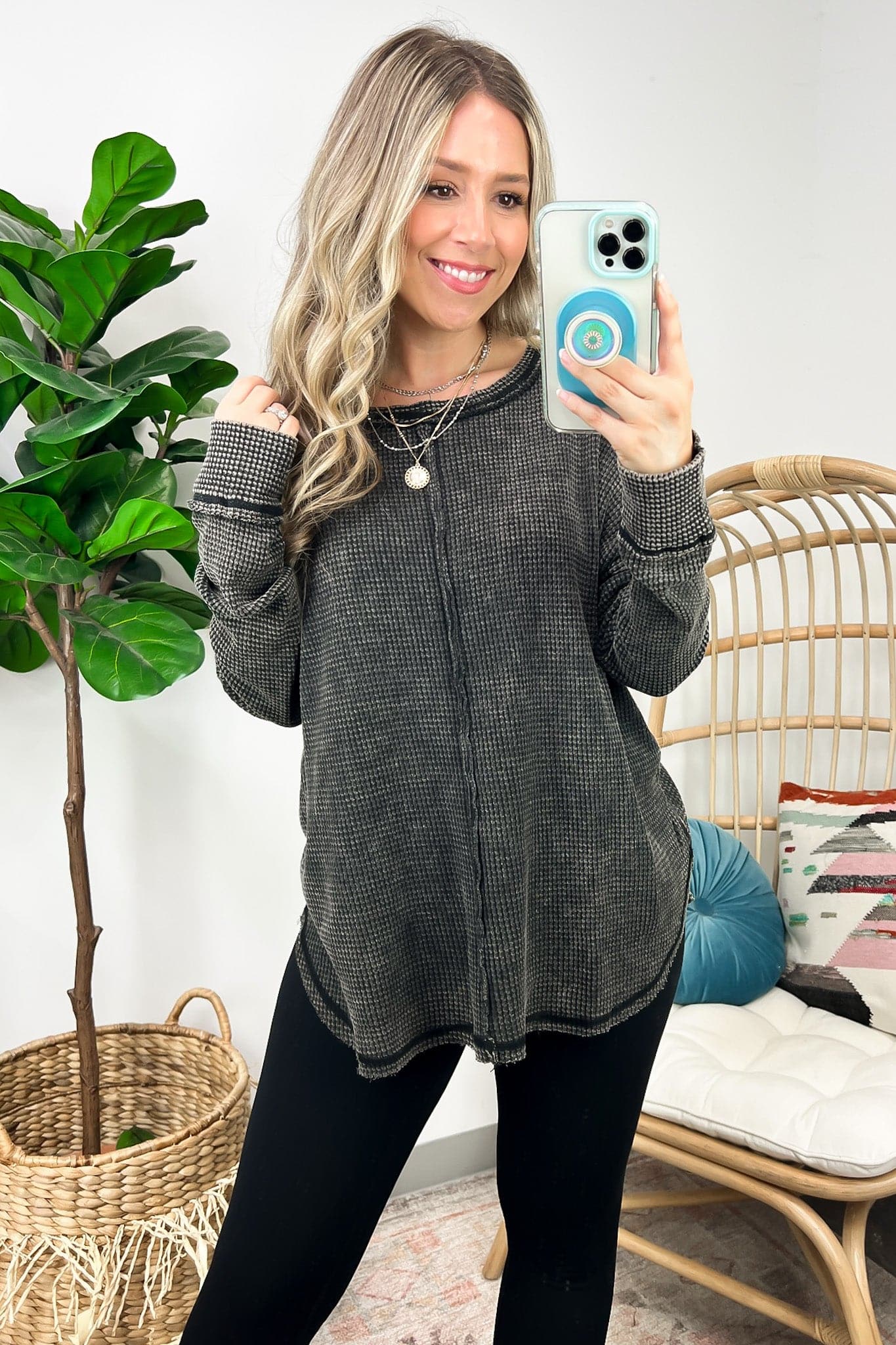Lovedale Waffle Knit Oversized Top - FINAL SALE - Madison and Mallory