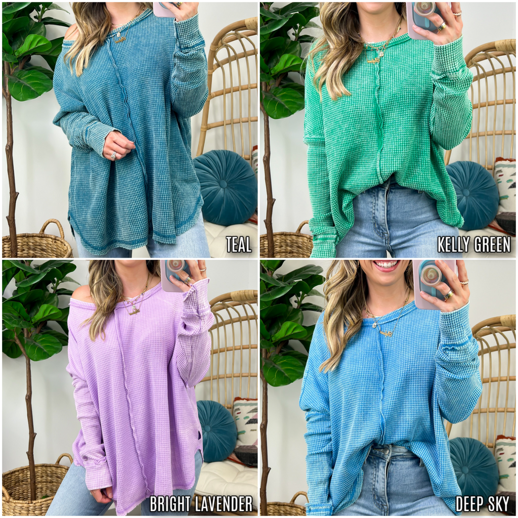  Lovedale Waffle Knit Oversized Top - BACK IN STOCK - Madison and Mallory